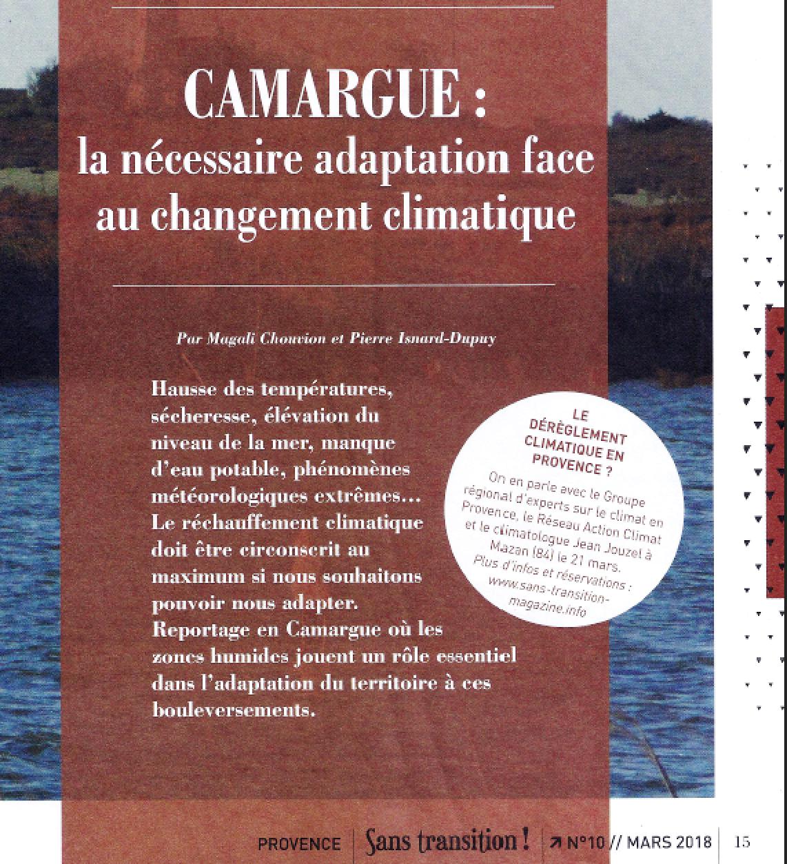 Presse : la Camargue face au changement climatique
